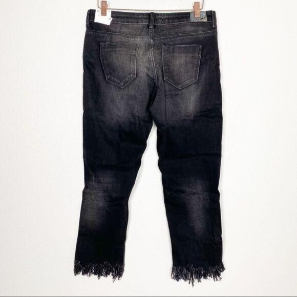 Zara Womens US 6 Distressed Destroyed Mid Rise Cropped Jeans Black Wash - Picture 2 of 11